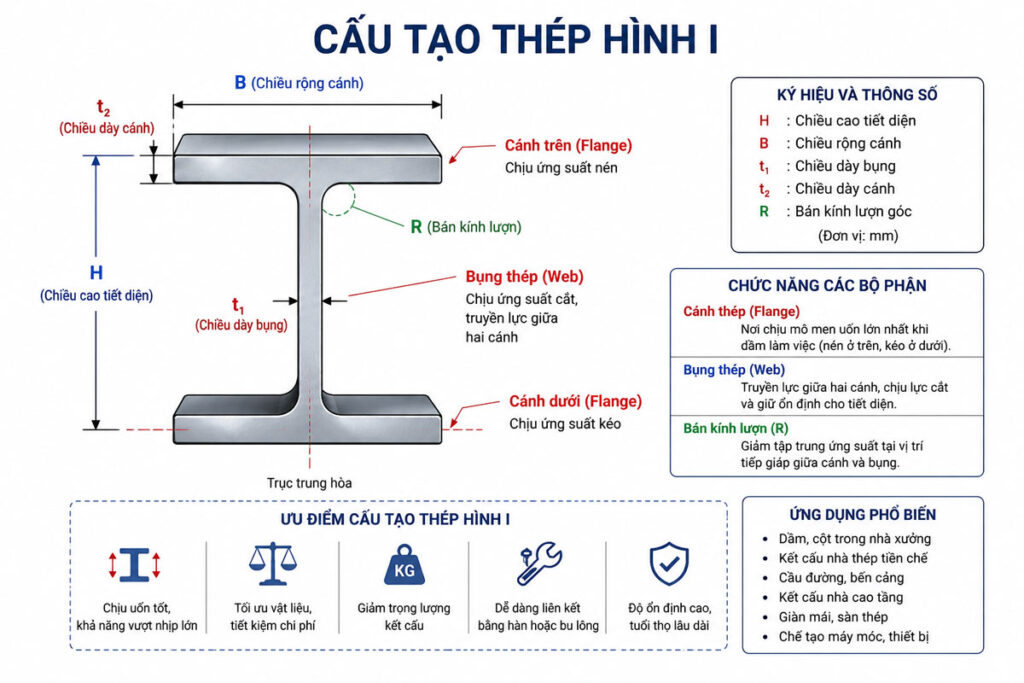 cấu tạo thép hình i